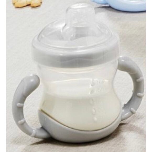 NEW PB Kids Baby SIPPY CUP Gray Clear 4pc Nipple Ring Cup & Cover Boys Girls NIP - Picture 2 of 5